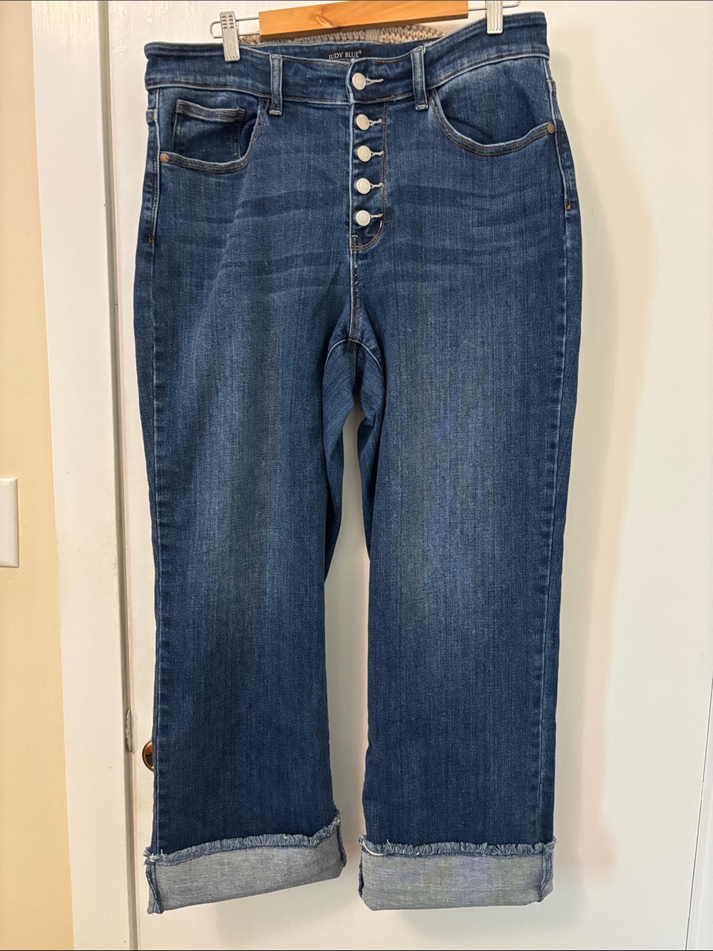 Judy Blue Dark Wash wide leg High Rise Button Fly Jeans Size 16W
